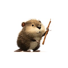 Small beaver pup chewing cartoon