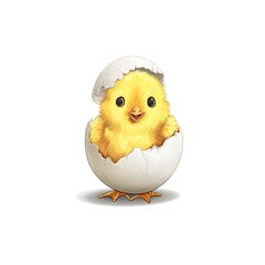 Small yellow chick emerging cartoon