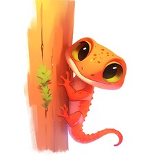 Cartoon baby gecko with big eyes