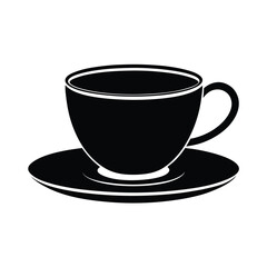 cup and saucer black isolated on vector art illustration