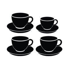 Obraz premium cup and saucer black isolated on vector art illustration