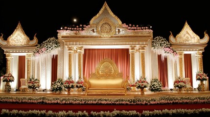 Fototapeta premium A grand stage decorated ornately for a festive and joyous occasion