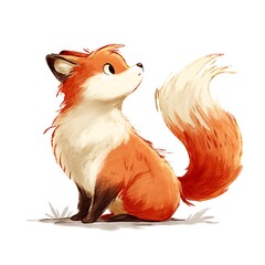 Small fox kit in forest cartoon