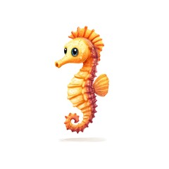 Cartoon baby seahorse drifting in water