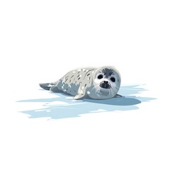 Adorable seal pup cartoon illustration