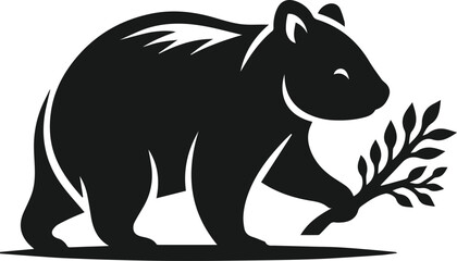 Vector silhouette of a wombat