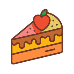 Cake Slice with Fruit Topping Icon Design