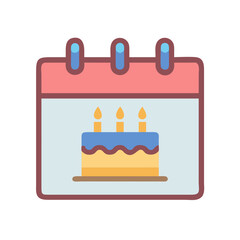 Calendar Page with Birthday Cake Icon Design