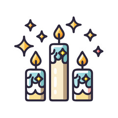 Decorative Candles with Sparkles Icon Design
