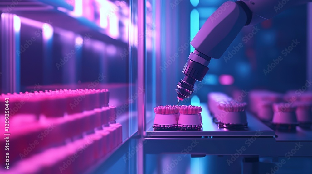 Poster ai-powered quality control system inspecting products with high precision.