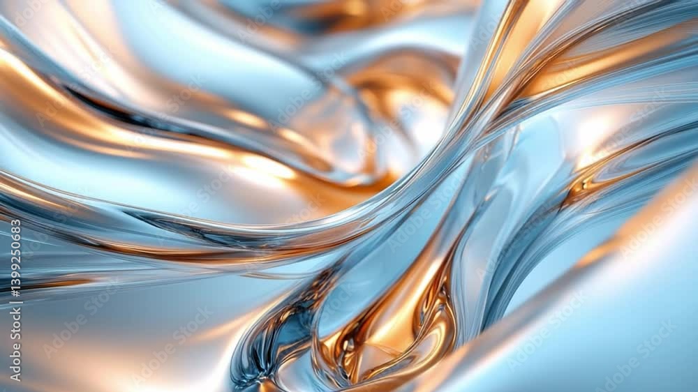Aufkleber abstract fluid dynamics: captivating a 3d artistic rendering of flowing, lustrous metallic forms, th