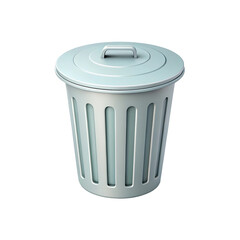 Simple Metallic Trash Can Against a Seamless transparent Background.

