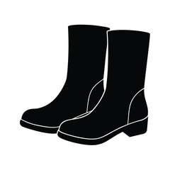 Stylish high-heeled  fashion boot black isolated on vector art illustration