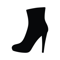 Stylish high-heeled  fashion boot black isolated on vector art illustration
