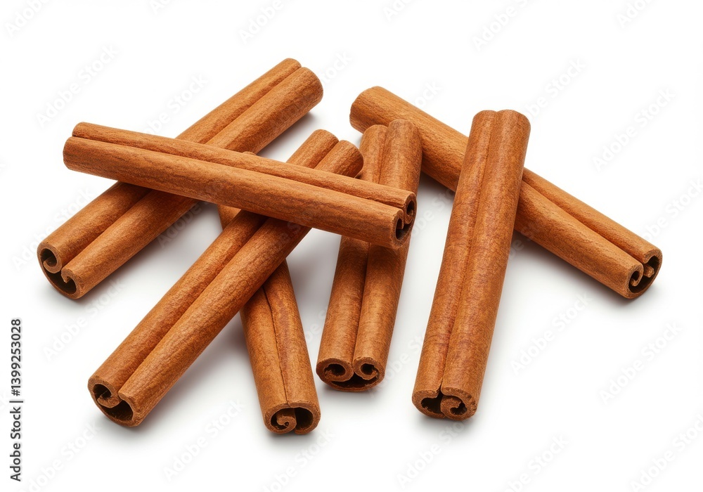 Aufkleber a group of cinnamon sticks are displayed on a white surface in a simple and clean composition style
