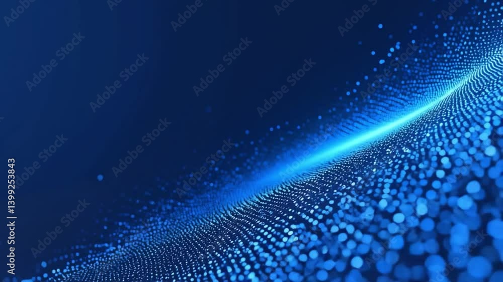 Poster dynamic digital wave: a mesmerizing digital landscape in shades of blue, showcasing an intricate wav