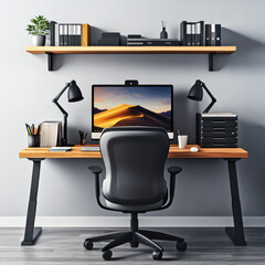 office desk with computer