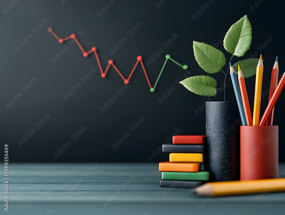 Poster vibrant data dashboards presented on an aged chalkboard surface featuring dynamic data plots graphs 