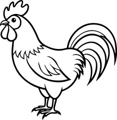 rooster outline vector illustration line art