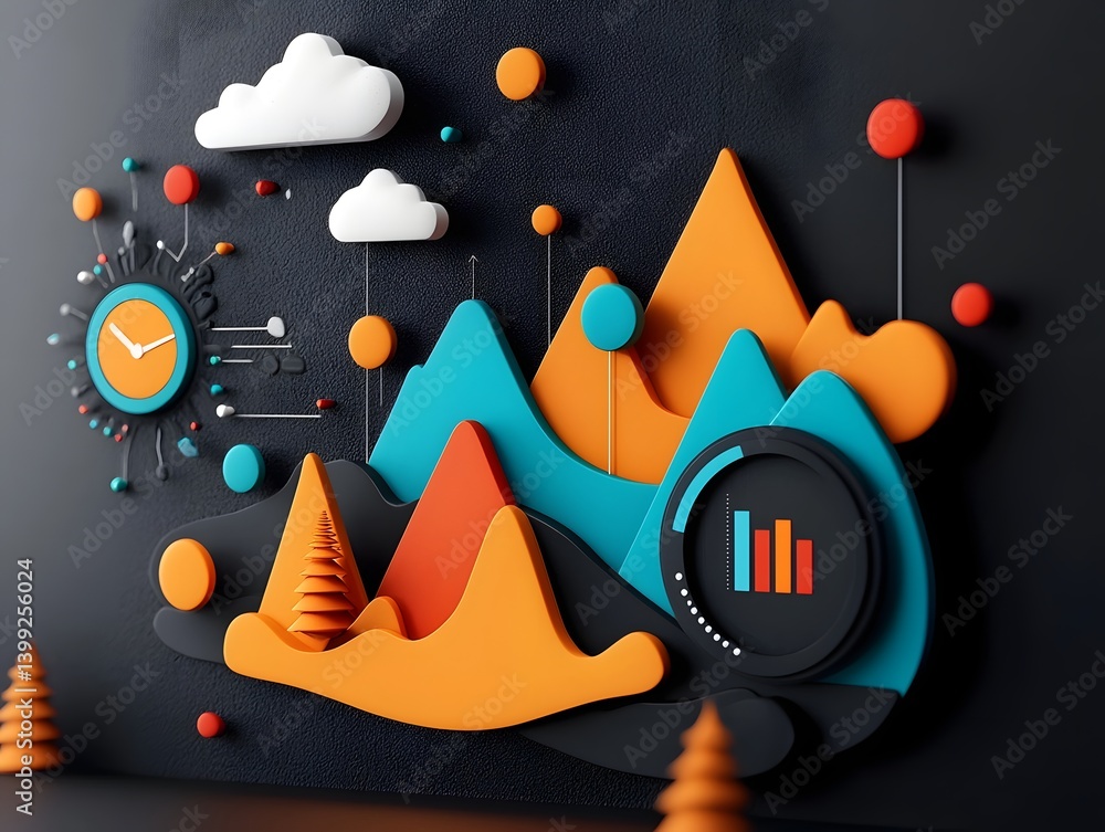 Poster vibrant data driven information design on a chalkboard surface featuring intricate data visualizatio