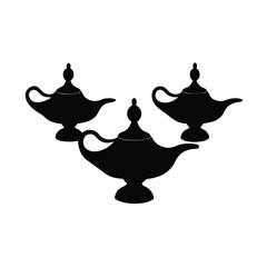 Old lamp black isolated on vector art illustration