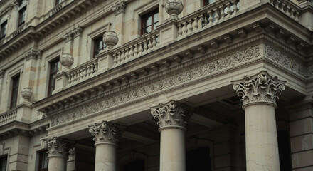 Fototapeta premium Ornate Classical Building Facade Stone Corinthian Columns Architecture