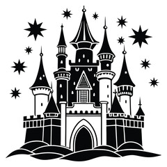 Fototapeta premium Castle silhouette isolated on white background,