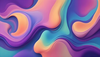 Fototapeta premium Organic abstract background with flowing liquid shapes, iridescent colors, minimalist composition
