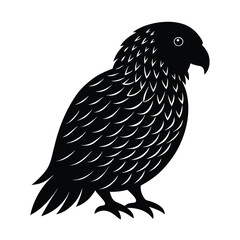 Kakapo Silhouette Vector Art | Black and White Kakapo Bird Illustration