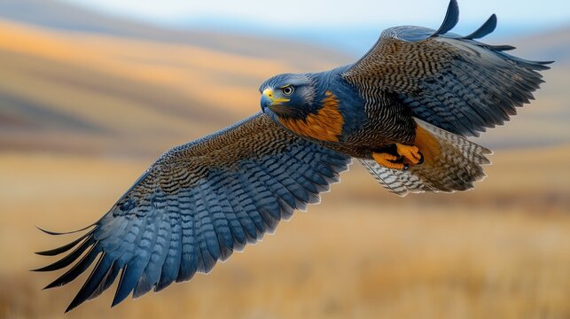 Majestic Flight of a Black-Chested Buzzard-Eagle