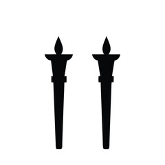 Torch light black isolated on vector art illustration