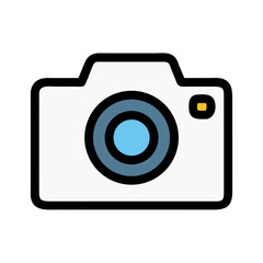 Camera Icon with Round Lens Symbol Design
