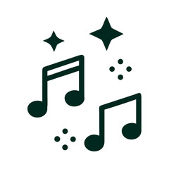 Musical Notes with Sparkle Effect Icon Design