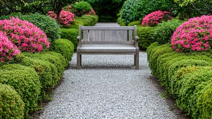 Tranquil japanese garden with seating arrangements tokyo nature scene serene environment ground-level perspective