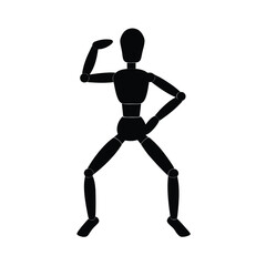 A wooden mannequin, black, isolated on a vector art illustration