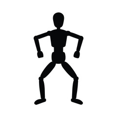 A wooden mannequin, black, isolated on a vector art illustration