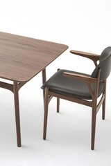 Fototapeta premium Modern Wooden Dining Table and Chair Set