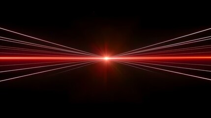 The image shows a bright red light emanating from the center, with numerous thin white and red lines radiating outwards, creating a starburst effect against a black background.