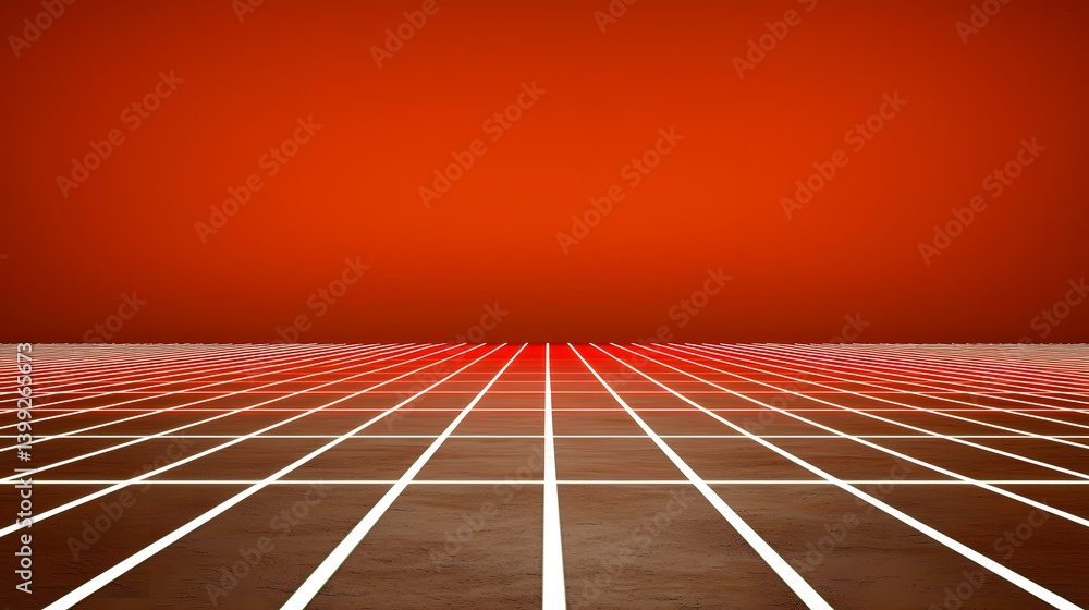 Poster a brown textured surface is overlaid with a grid of bright white lines receding to a vanishing point