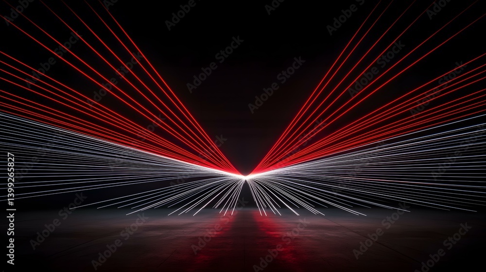 Aufkleber the image contains a striking visual of numerous red and white light trails emanating from a central