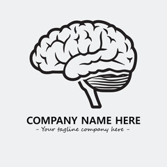 Brain illustration black and white for logo company vector image
