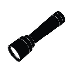  LED flashlight black silhouette isolated on vector art illustration