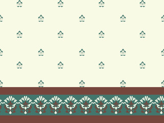 Ikat seamless floral pattern on brown green tone , Motif ethnic floral seamless textil, embroidery, print striped ornament floral, pattern, design for wrapping, silk, scarf, background, text