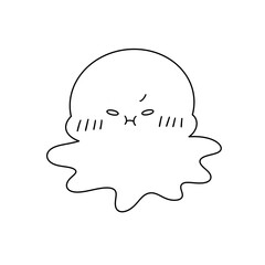 A cartoonish drawing of a face with a mouth open and a look of disgust