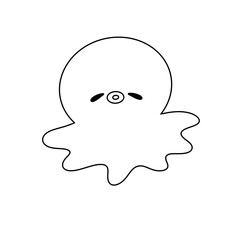 A white octopus with a sad face