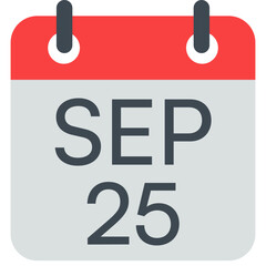 25 September Vector Calendar Icon. Isolated Vector Calendar. 