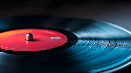 Close Up Of A Spinning Vinyl Record