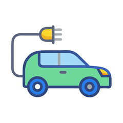 Electric Car with Plug Cable Icon Design
