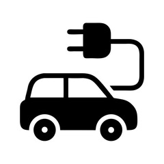 Electric Car with Plug Cable Icon Design