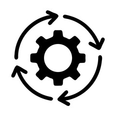 Gear with Circular Arrows Symbol Icon Design